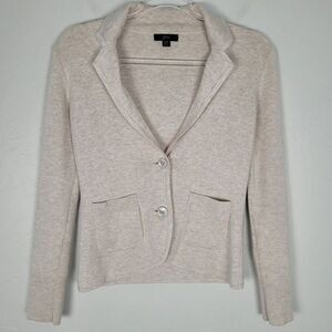 J. Crew XXS Schoolboy Sweater Blazer Merino Wool Cotton Cardigan Cream Beige
